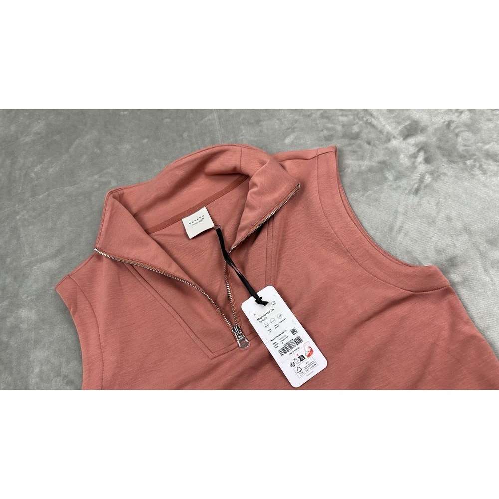New Varley Magnolia Half Zip Tank 2.0 DoubleSoft Rosewater Sleeveless Top Medium